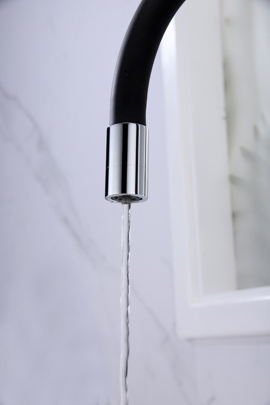 Смеситель для кухни Paulmark Salix 213419-CR хром, черный, с гибким изливом