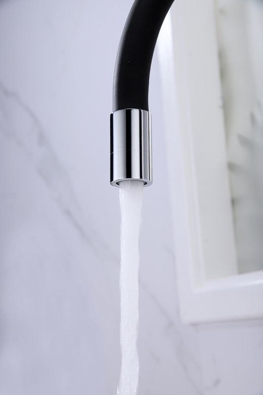 Смеситель для кухни Paulmark Salix 213419-CR хром, черный, с гибким изливом