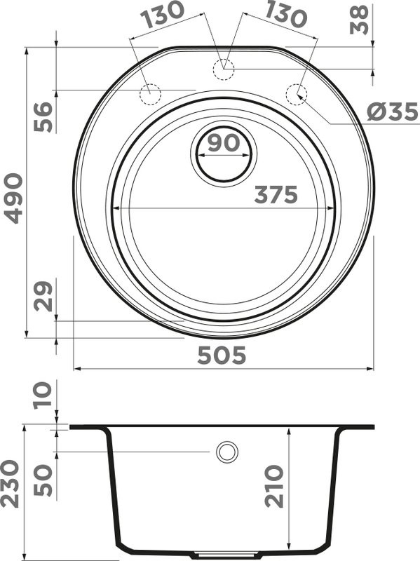 Комплект Мойка Omoikiri Miya 50R-BL чёрная + Измельчитель Nagare slim 500