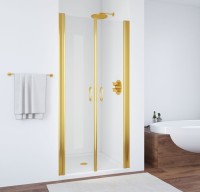 Душевая дверь в нишу Vegas Glass E2P 75 09 01 профиль золото, стекло прозрачное