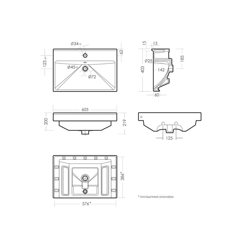 Тумба с раковиной SanStar Diva 60 напольная, Gold Kraft, раковина Fest 60