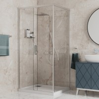 84CR12080 Душевое ограждение 120х80 см Paini Dax, прямоугольное, раздвижное, универсальное, хром мат