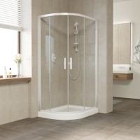 Душевой уголок Vegas Glass ZS-F 100*80 01 01 профиль белый, стекло прозрачное