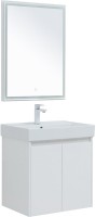 Тумба с раковиной Aquanet Nova Lite 60 белый глянец, с дверками
