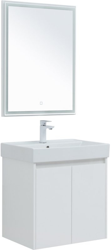 Тумба с раковиной Aquanet Nova Lite 60 белый глянец, с дверками