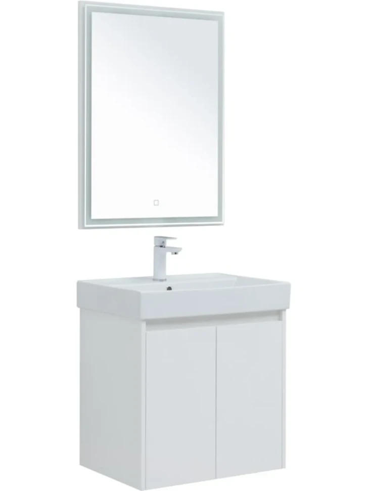 Тумба с раковиной Aquanet Nova Lite 60 белый глянец, с дверками