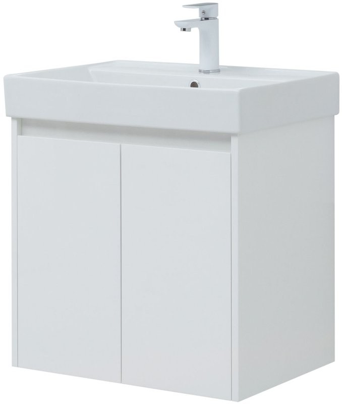 Тумба с раковиной Aquanet Nova Lite 60 белый глянец, с дверками