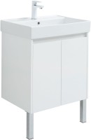 Тумба с раковиной Aquanet Nova Lite 60 белый глянец, с дверками