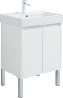 Тумба с раковиной Aquanet Nova Lite 60 белый глянец, с дверками