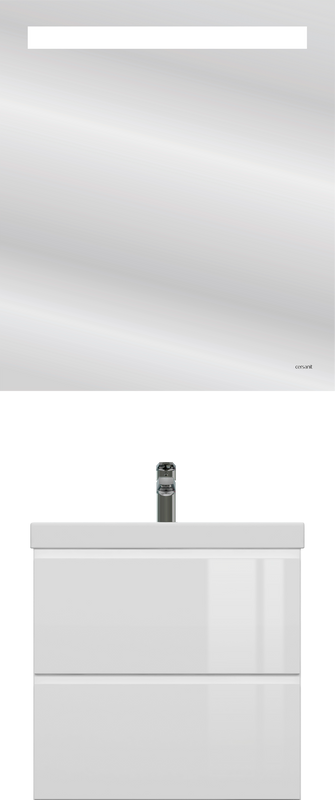 Мебель для ванной комнаты Cersanit Moduo 60, раковина Como 60, зеркало LED 010 base 60, с подсветкой