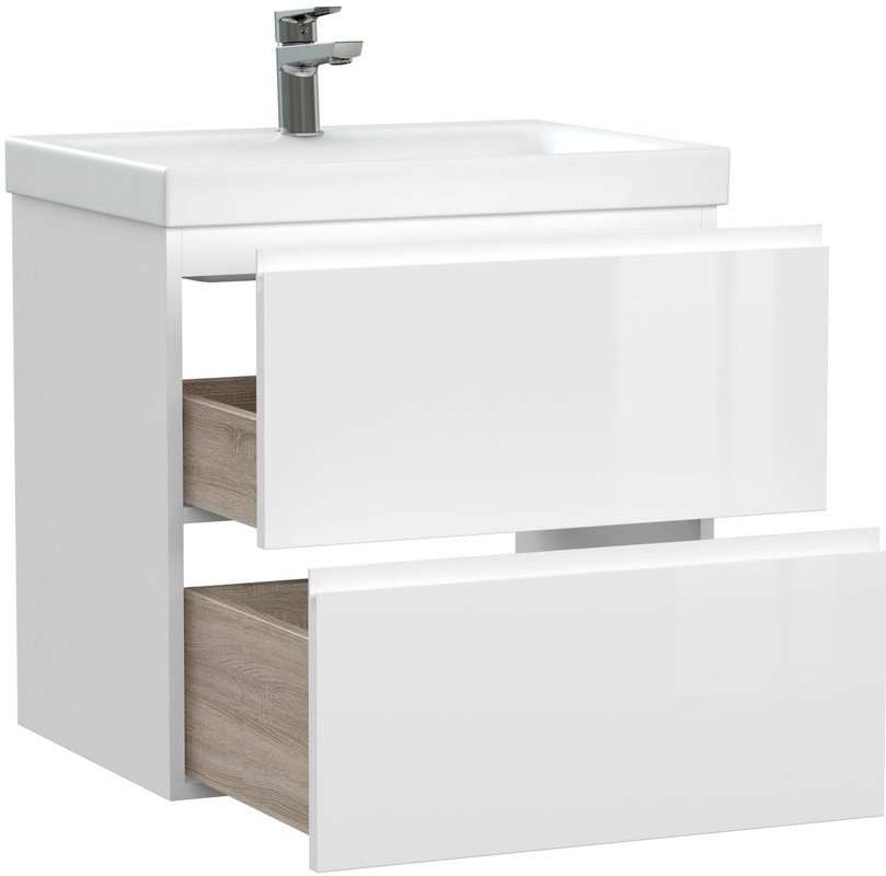 Мебель для ванной комнаты Cersanit Moduo 60, раковина Como 60, зеркало LED 010 base 60, с подсветкой