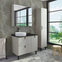 Шкаф пенал для ванной Comforty Сорренто светло-серый
