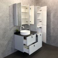 Шкаф пенал для ванной Comforty Сорренто светло-серый