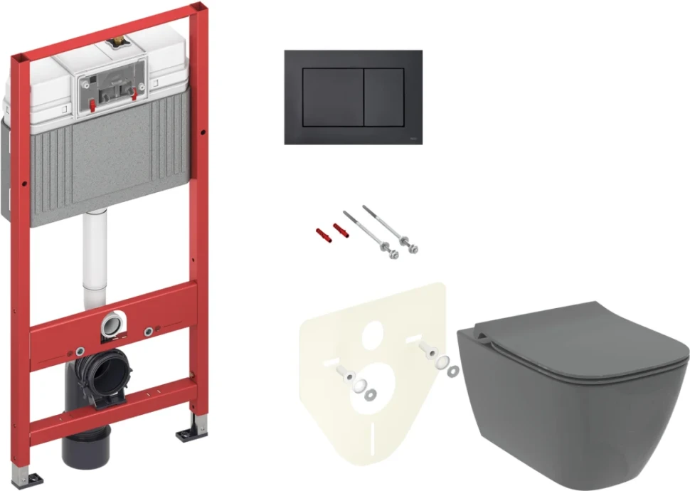 Комплект  Унитаз подвесной Ideal Standard I Life B T533058 безободковый, с микролифтом, технология RimLS+, серый + Система инсталляции для унитазов TE
