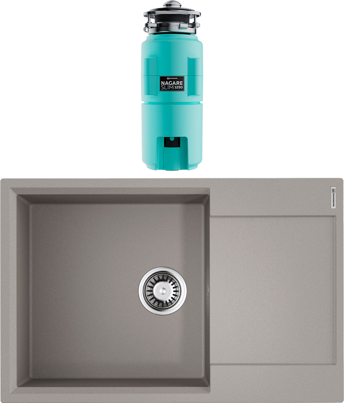 Комплект Мойка Omoikiri Daisen 78-LB leningrad grey + Измельчитель Nagare slim 1250-AZ azur blue