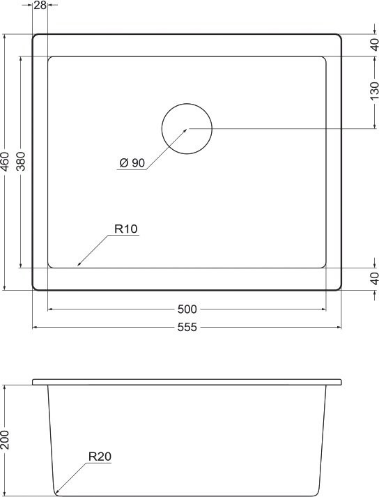 Мойка кухонная Emar Quartz EMQ-1555.P антрацит