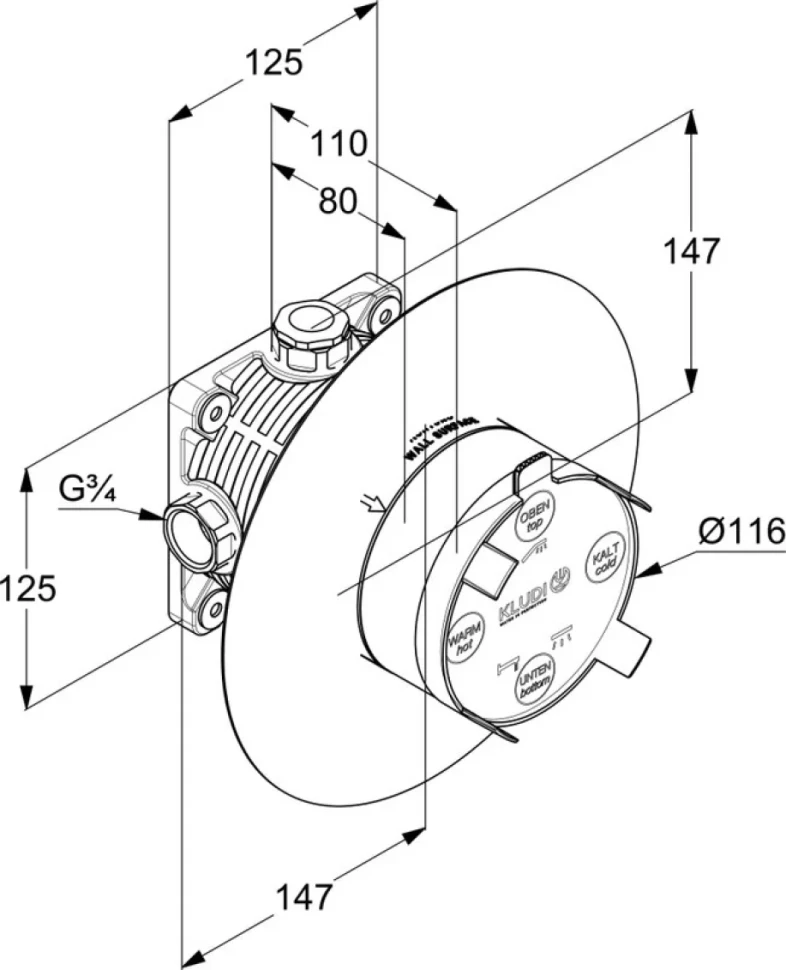 Встраиваемый смеситель для душа и ванны Kludi Objekta 326550575 с внутренней частью 88011