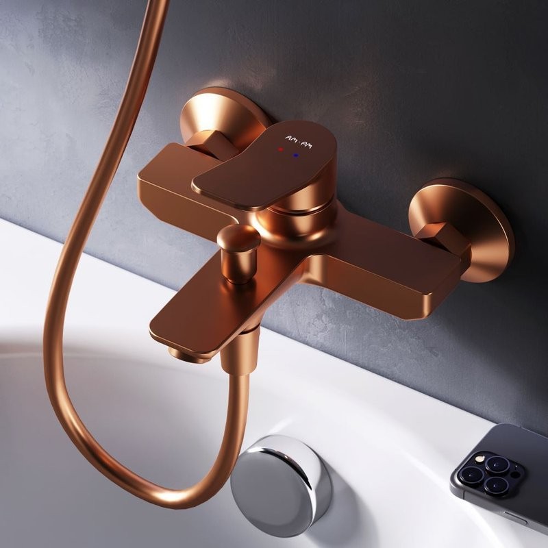 Смеситель для ванны с душем AM.PM X-Joy F85A10044 розовое золото