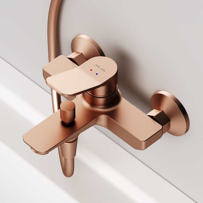 Смеситель для ванны с душем AM.PM X-Joy F85A10044 розовое золото