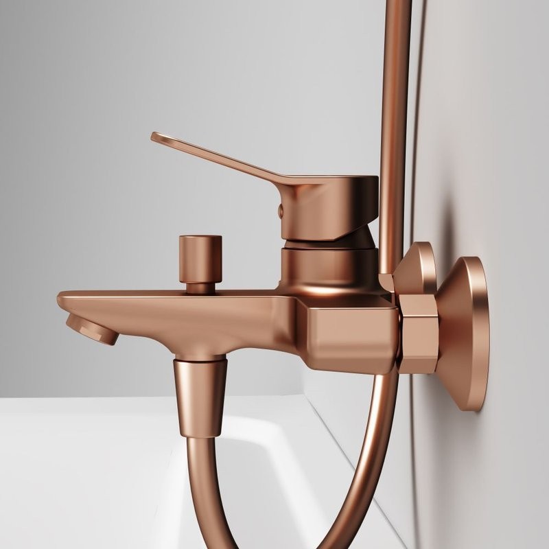 Смеситель для ванны с душем AM.PM X-Joy F85A10044 розовое золото