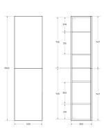 Шкаф-пенал для ванной BelBagno Due 40 подвесной, ручки сатиновый никель, noce