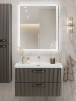 Мебель для ванной комнаты BelBagno Due 80 ручки матовый атласный никель, оружейная сталь