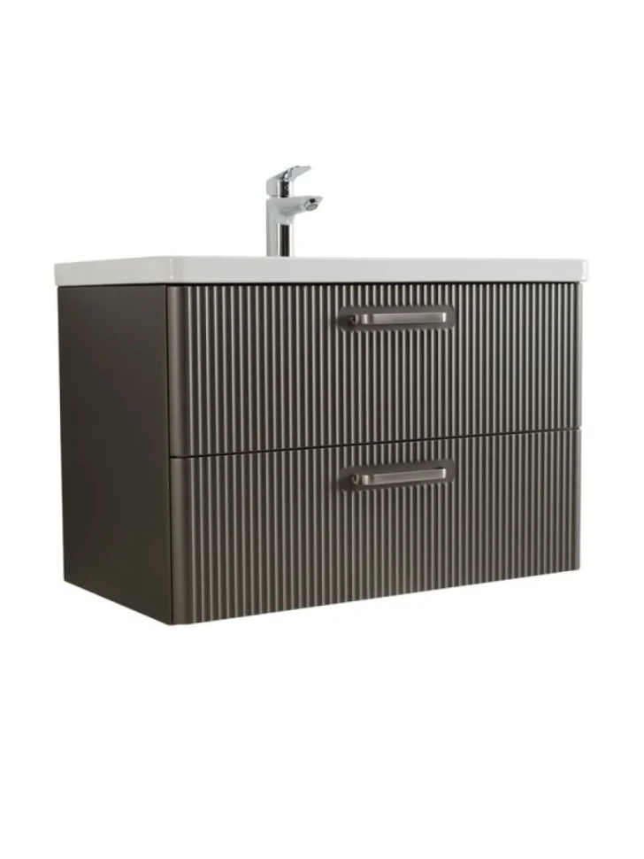 Мебель для ванной комнаты BelBagno Due 80 ручки матовый атласный никель, оружейная сталь