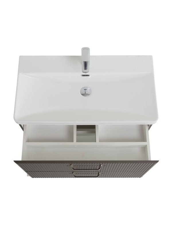 Мебель для ванной комнаты BelBagno Due 80 ручки матовый атласный никель, оружейная сталь