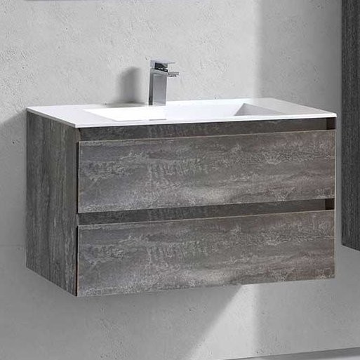 Тумба под раковину Vincea Luka 80 подвесная, 2 ящика, камень