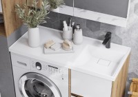 Тумба с раковиной AQUATON Лондри 40 R, дуб сантана, белый
