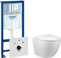 Комплект Унитаз подвесной Vincea Globo VT1-14 + Инсталляция Grohe Rapid SL 38772001 3 в 1 с кнопкой смыва + Шумоизоляция 37131000