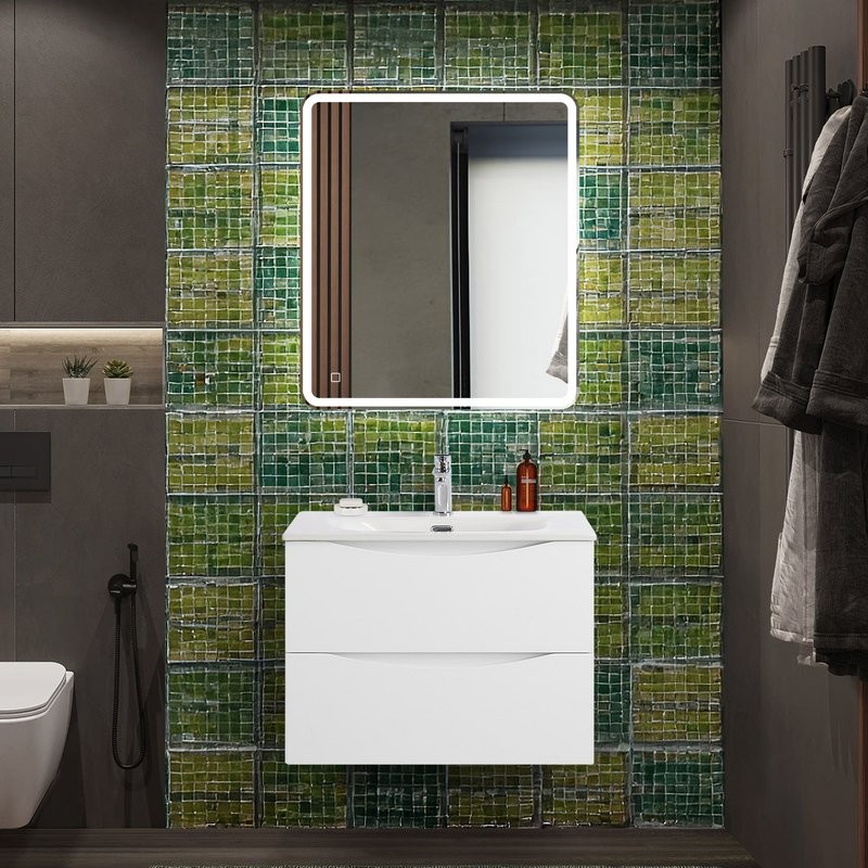 Тумба с раковиной BelBagno Marino-cer-n 70 подвесная, bianco lucido