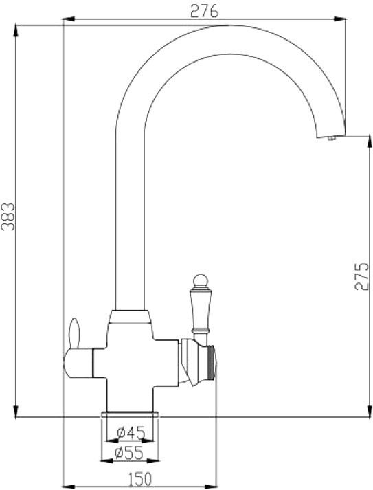 Смеситель для кухни Fashun A4396 с краном для питьевой воды, хром