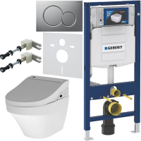 Комплект Унитаз подвесной AM.PM Inspire FlashClean C501700WH + Крышка Admire CCC7851WH с функцией биде, петли хром + Инсталляция Geberit Duofix UP 320 111.300.00.5 + Кнопка Sigma 01 115.770.JQ.5 лакированная, матовый хром + Крепления 111.815.00.1 к стене