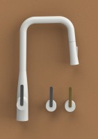 Смеситель для кухни Kaiser Claro 22144-4 белый матовый и шлифованное золото