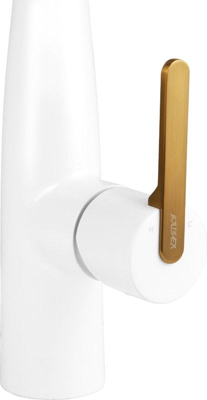 Смеситель для кухни Kaiser Claro 22144-4 белый матовый и шлифованное золото