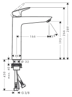 Комплект Смеситель Hansgrohe Logis 71091000 без донного клапана + Раковина Duravit D-code 0338490000 встраиваемая
