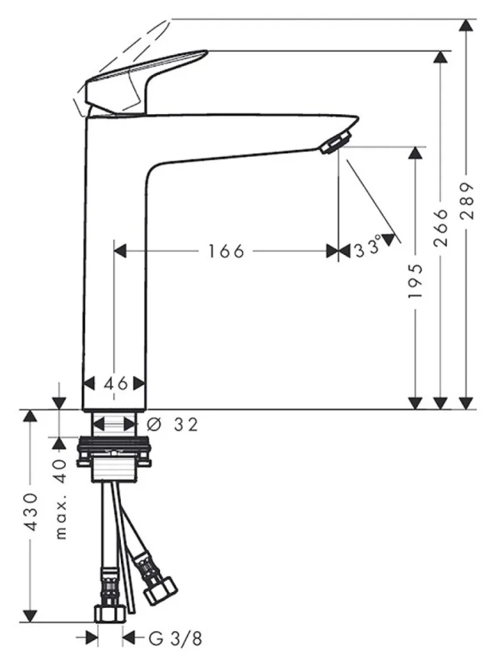 Комплект Смеситель Hansgrohe Logis 71091000 без донного клапана + Раковина Duravit D-code 0338490000 встраиваемая