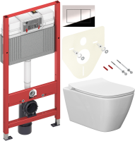 Комплект Унитаз подвесной Ideal Standard I Life B T461401 безободковый, euro white + Крышка T500301 с микролифтом + Инсталляция TECE Now 9400412 4 в 1 с кнопкой смыва