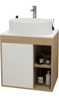 Тумба с раковиной Teymi Nura 60 дуб эврика, матовая белая, раковина Lori 50