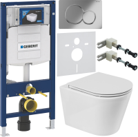 Комплект Унитаз подвесной BelBagno Flay-r + Крышка BB870SC с микролифтом + Инсталляция Geberit Duofix UP 320 111.300.00.5 + Кнопка Sigma 01 115.770.21.5 хром + Крепления 111.815.00.1 к стене + Звукоизоляция