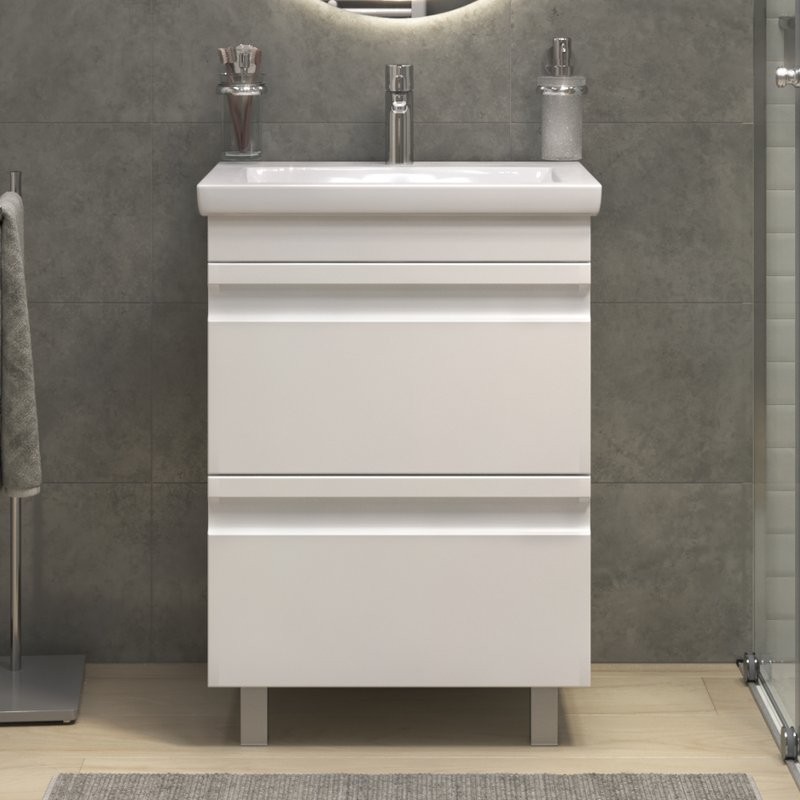 Тумба с раковиной Vigo Holly 60 напольная, белая, раковина Como 60