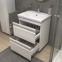 Тумба с раковиной Vigo Holly 60 напольная, белая, раковина Como 60