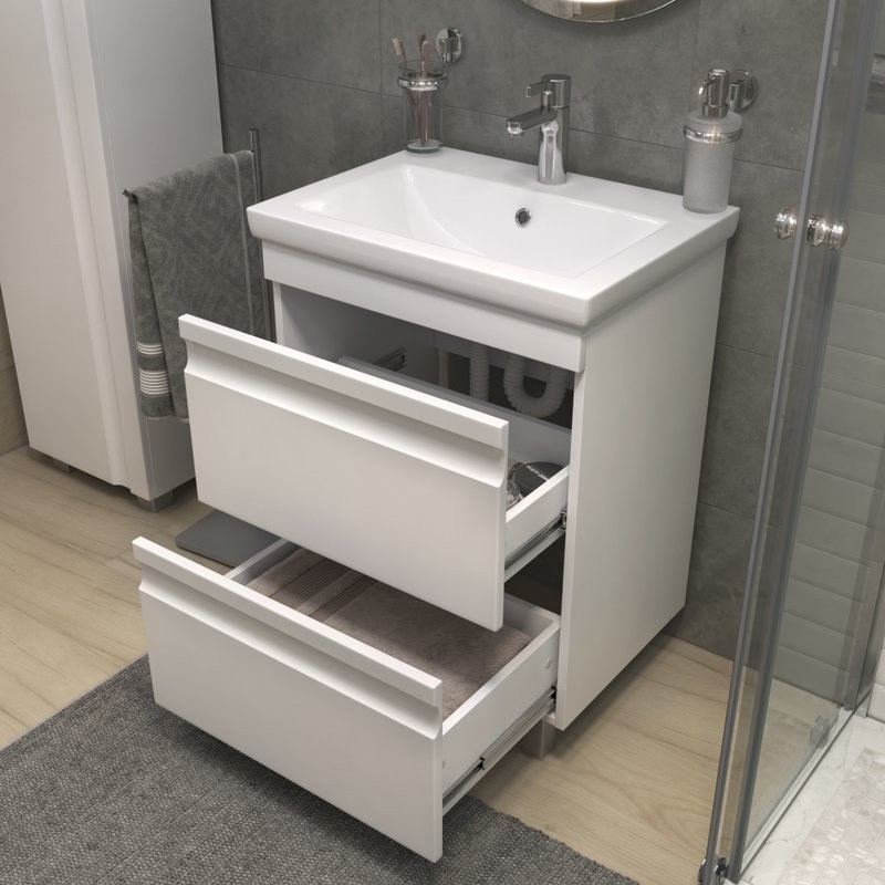 Тумба с раковиной Vigo Holly 60 напольная, белая, раковина Como 60