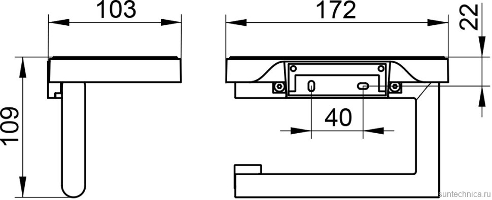 Набор Держатель Keuco Reva 12873019000, с полкой для телефона, хром + Ершик 12864019000, хром