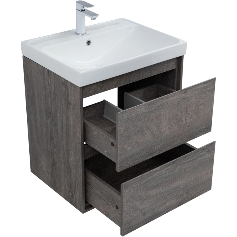 Тумба под раковину без столешницы Aquanet Милан 60 подвесная, дуб рошелье