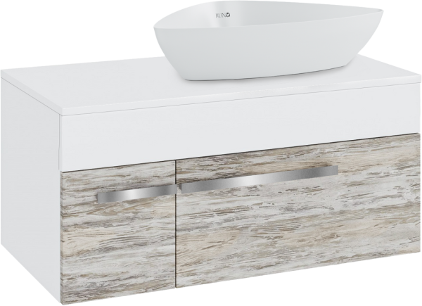 Тумба с раковиной Runo Вудлайн 85 подвесная, скандинавский дуб, раковина Terzo 60