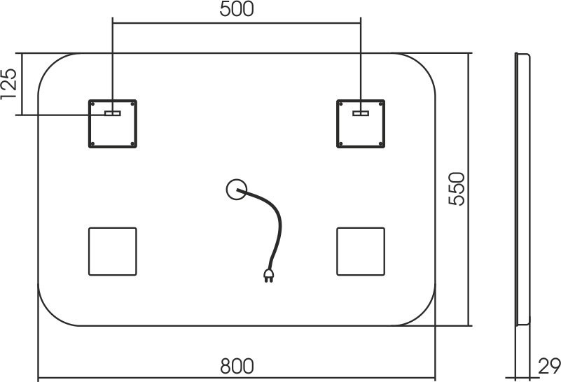 Зеркало Mixline Индиго 80х55, с подсветкой