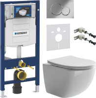 Комплект Унитаз подвесной Ceramicanova Forma CN3009 безободковый + Крепления Geberit Duofix 111.815.00.1 к стене + Звукоизоляция + Инсталляция UP 320 111.300.00.5 + Кнопка Sigma 01 115.770.21.5 хром