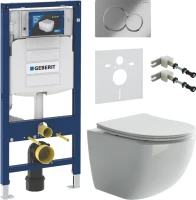 Комплект Унитаз подвесной Ceramicanova Forma CN3009 безободковый + Крепления Geberit Duofix 111.815.00.1 к стене + Звукоизоляция + Инсталляция UP 320 111.300.00.5 + Кнопка Sigma 01 115.770.21.5 хром